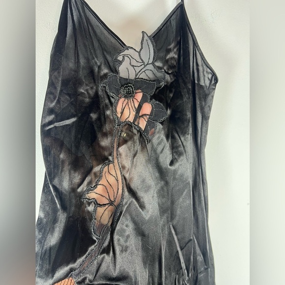 Vintage Mesh Floral Maxi Slip Nightgown with High Slit Small - Picture 3 of 7